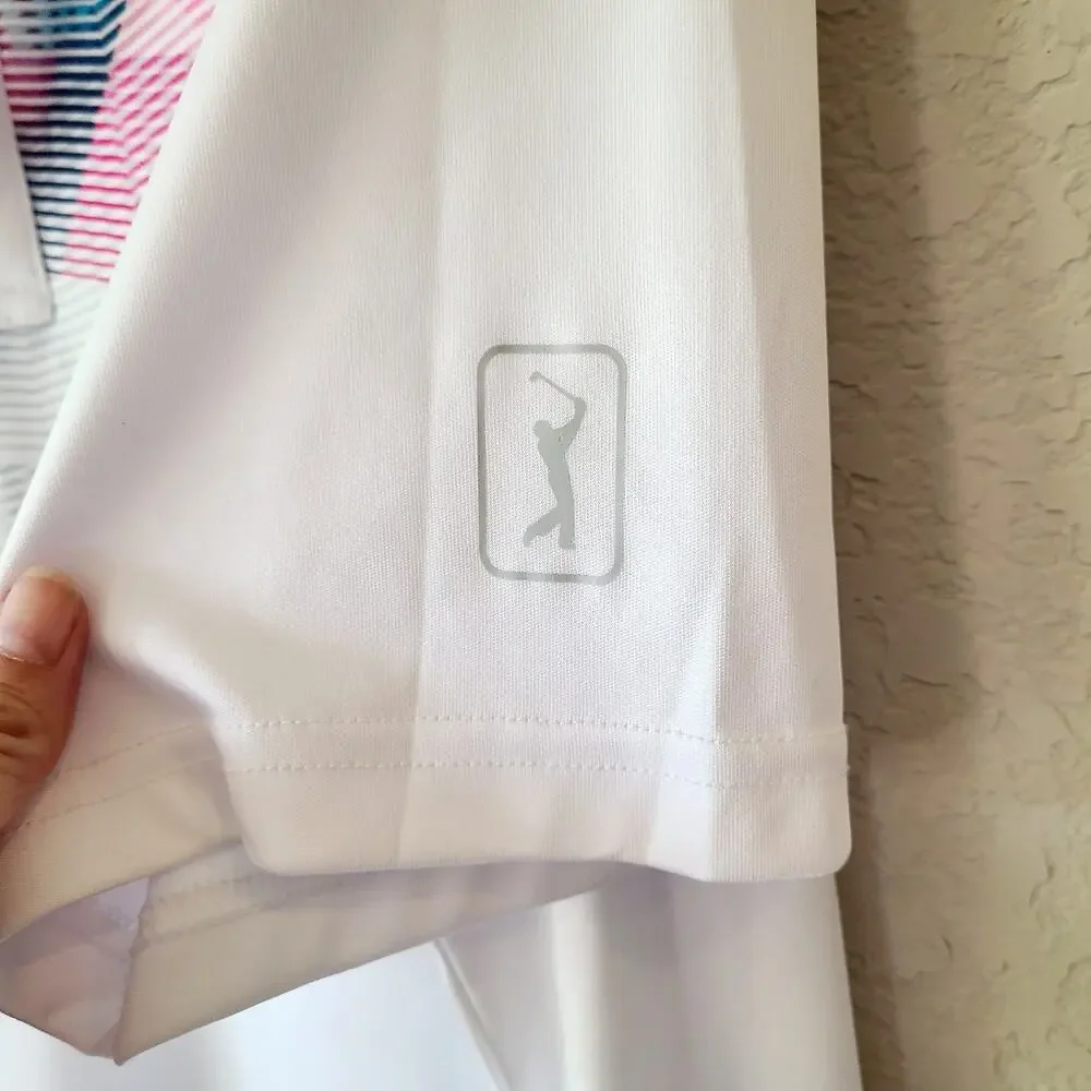 PGA TOUR pro series‎ Golf Polo Shirt Mens XL Ombre Geo High Contrast white